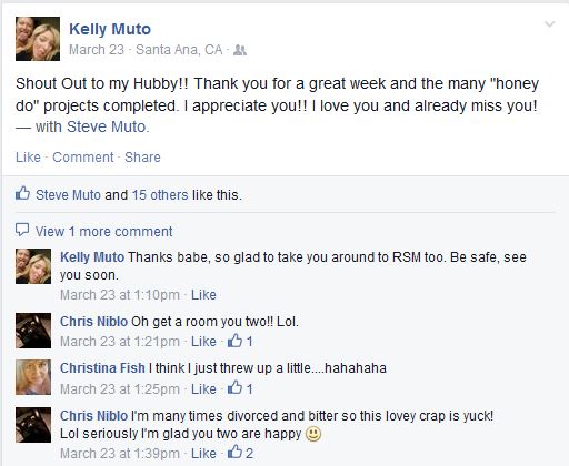 Kelly Muto Bully Facebook Posts - Fake Love and Narcissism On Display